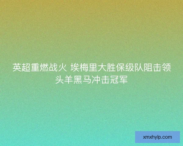 英超重燃战火 埃梅里大胜保级队阻击领头羊黑马冲击冠军 英超重燃战火 埃梅里大胜保级队阻击领头羊黑马冲击冠军